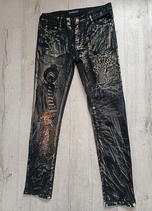 Эксклюзивные стильные, раскрашенные джинсы брюки с рисунком