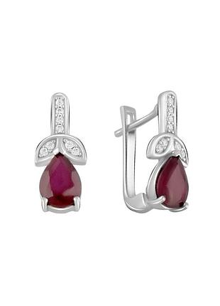 Срібні сережки з натуральним рубіном 2.838ct (2105886)