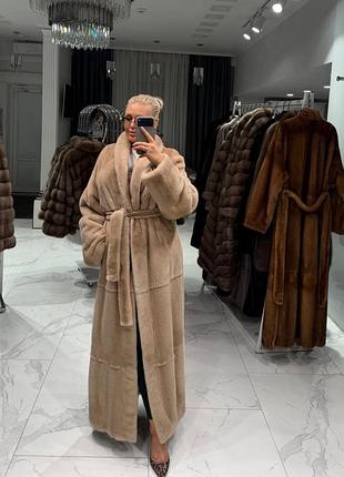 Норковая шуба модель халат в пол