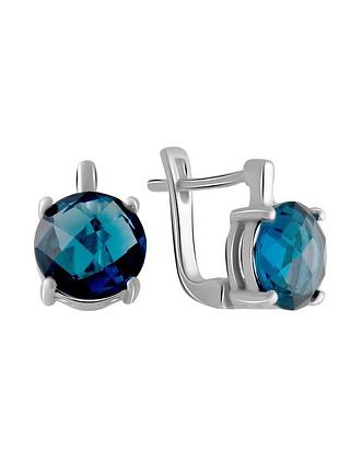 Серебряные серьги с топазом лондон блю 3.967ct (2058748)
