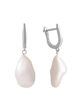 Серебряные серьги с натуральным жемчугом барочным (2056638)