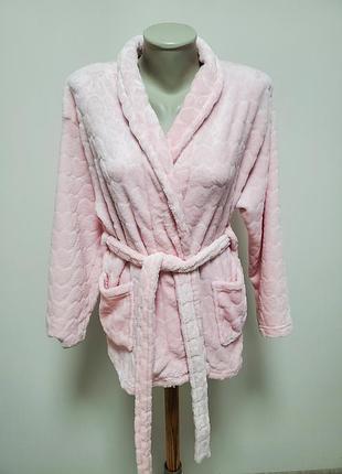 Красивый брендовый флисовый короткий халат