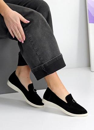 Лофери натур замша чорний