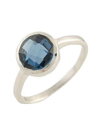 Срібне кільце з топазом лондон блю 1.807ct (19 см розмір) 0567839