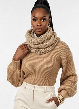 Теплый бежевый снуд на меху clockhouse, one size