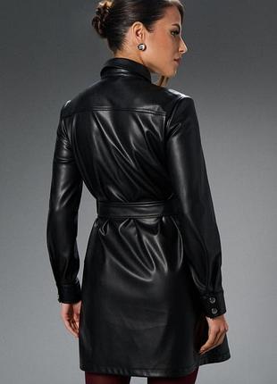 Кожаное платье рубашка на кнопках р. m, l, xl, xxl sinsay качественное экокожа