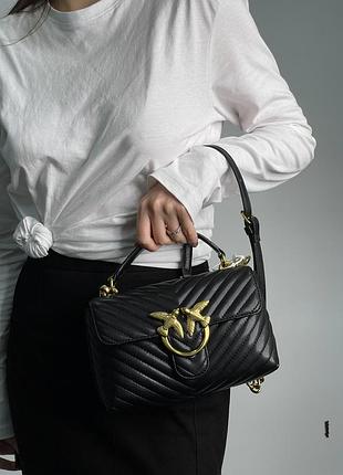 Сумка pinko mini classic lady love bag puff chevron black/gold