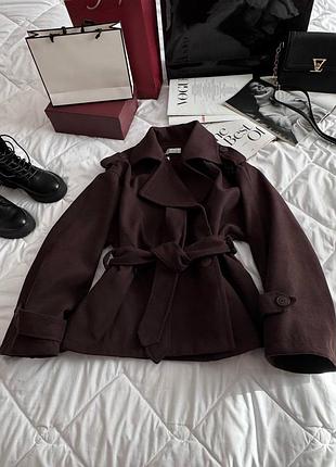 Кашемірове обʼємне пальто шоколад
