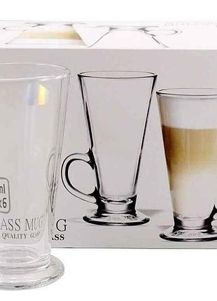 Набір чашок для лате 6шт 280мл bmz21910-1 скляних тм interos