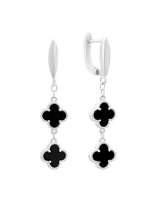 Серебряные серьги с натуральным ониксом (2149491)