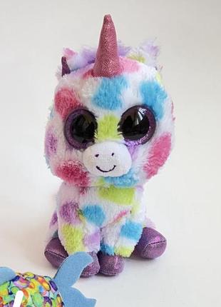 Мягкая игрушка единорог ty глазастик wishful разноцветный единорог единорожка , 16 см 3