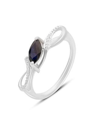 Серебряное кольцо с натуральным сапфиром 0.62ct, фианитами (18см размер) 2168782
