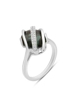 Серебряное кольцо с топазом лондон блю 3.938ct, фианитами (18.5см размер) 2178231