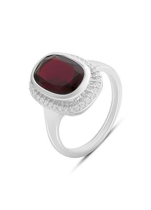 Серебряное кольцо с искусственным гранатом nano 3.66ct, фианитами (17.5см размер) 660002307