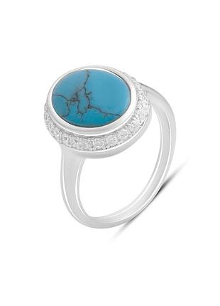 Серебряное кольцо с бирюзой, фианитами (16.5/17/18 см размеры) 660002271