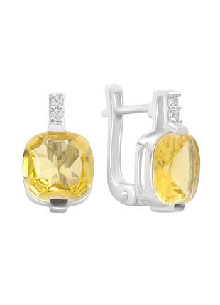 Срібні сережки з цитрином nano (2190141)