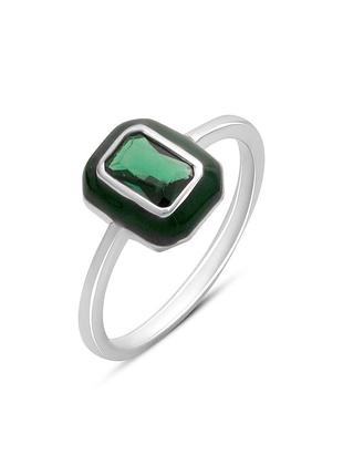 Серебряное кольцо с фианитами, емаллю (16/16.5/17.5/18 см размеры) 660002237