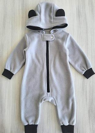 Комбінезон (ромпер) з капюшоном, "grey", фліс тм "happy tot"