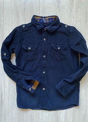 🐷синя вельветова сорочка для хлопчика 8-9 років relax