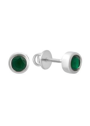 Срібні сережки з натуральним агатом 0.917ct (2198390)