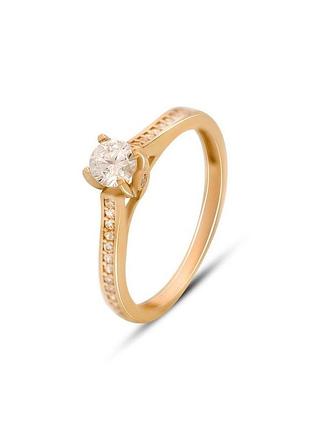 Золоте кільце з фіанітами 0.3ct (16/16.5 см розміри) 214917001