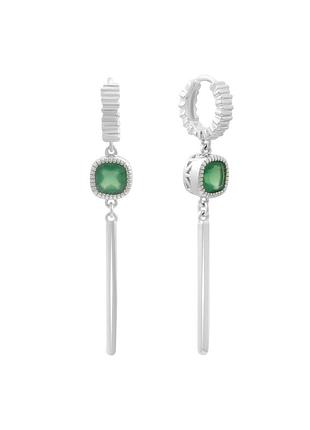 Срібні сережки з натуральним агатом 1.55ct (2198260)