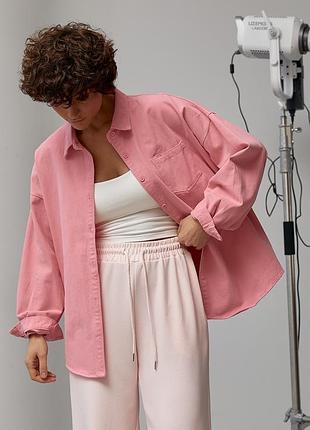 Котонова сорочка на ґудзиках з подовженою спинкою