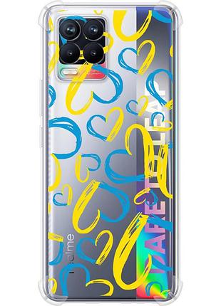 Чохол силіконовий протиударний с посиленими кутами патріотичний на телефон realme 8 серця ua "5292sp-2303-58250"