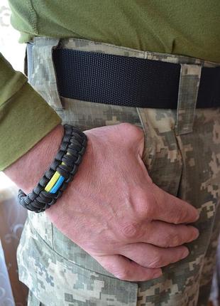 Браслет виживання патріот з ножем і прапором плетіння кобра з паракорду колір під замовлення + брелок у подарунок