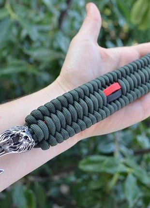 Браслет із паракорду патріот з молотом левом і прапором плетіння трилобіт під замовлення + брелок у подарунок