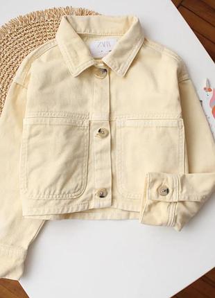 Укорочена жовта джинсова куртка джинсовка zara 7 років