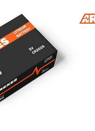 Батарейка cr2025 3v arexes літієва (в упаковці 20 блістерів, 100 батарейок)