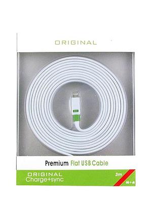 Шнур кабель premium flat usb 3m для iphone