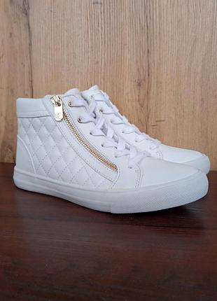 Нові білі хайтопи, високі кеди, жіночі демі кросівки guess, весна осінь, р. 37
