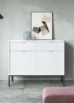 Комод perfect home нова / nova 2-дверний з 2 шухлядами і чорними ніжками ksz104 білий (pfh-091216)