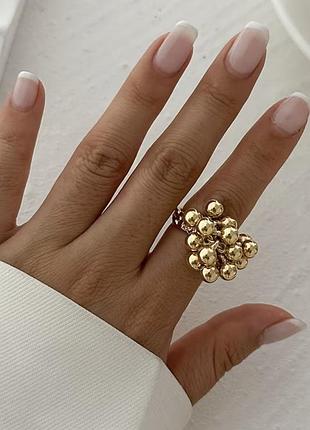 Кольцо нового дизайна с шариками стильное кольцо регулируемое кольцо на палец женское кольцо с шариками золотого цвета