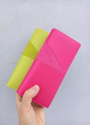 Кошелек женский искусственный кожа малиновый и зеленый