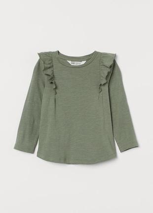 1-2/8-10 л h&m фирменный лонгслив топ реглан с длинным рукавом девочке