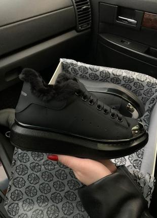 Alexander mcqueen black metal fur kv кроссовки зима наложенный платёж купить