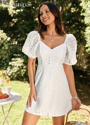 Сукня біла коротка ажурна мереживна  shein xs