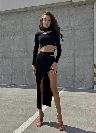 Костюм українського бренду malina.fashion оригінальний чорний трикотаж