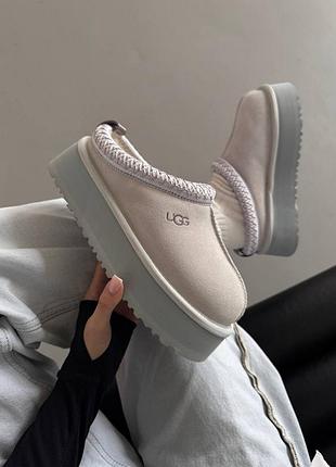 😍 женские угги из натурального меха и замши ugg tazz platform sea foam premium