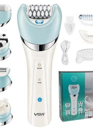 Эпилятор женский с триммером vgr v-703 для удаления волос на теле аккумуляторный пемза массажная насадка
