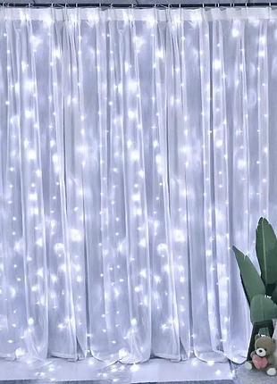 Гирлянда светодиодная штора xmas 200 led 3х2 м белый usb