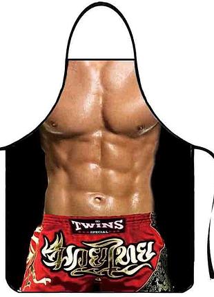Фартук с приколом мужщина боксер 75 на 60 см разноцветный