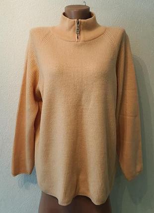 В'язаний персиковий светр, джемпер із замком