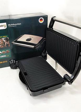 Гриль притискний rainberg rb-5412 2800 вт, гриль для шаурми для дому, гриль двосторонній контактний