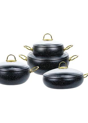 Набор кухонной посуды edenberg eb-12948 8 предметов с мраморным антипригарным покрытием