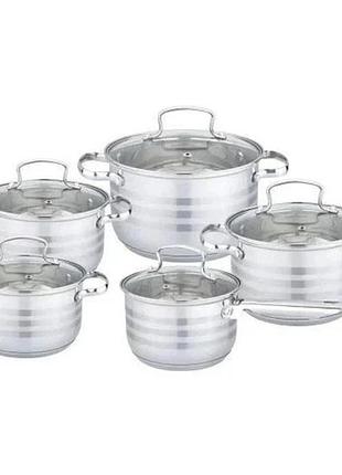 Набор посуды edenberg eb-4074 с капсульным дном нержавеющая сталь 10 предметов