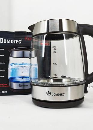 Електричний чайник domotec ms-7946 скляний 1.7л 2200вт